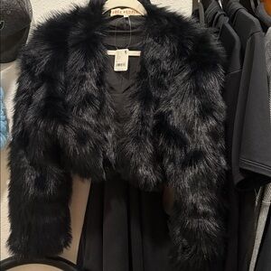 Free People Luxe Black Faux Fur Coat